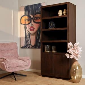 Boekenkast Brussel Bruin Mangohout 90 cm