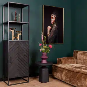 Boekenkast Miami Mangohout en staal  1 deur