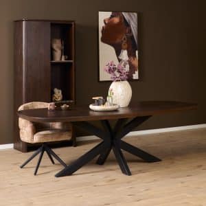 Deens ovale eettafel Madison Bruin Poot Zwart Mangohout 160 cm
