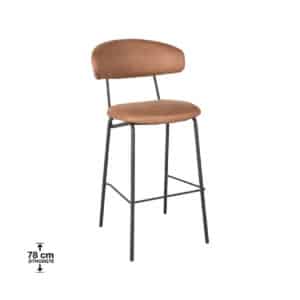 LABEL51 Barkruk Zack - Cognac - Micro Suede - Zithoogte 78