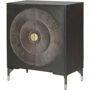 Lage wandkast zwart mangohout 2 deuren 95 cm hoog