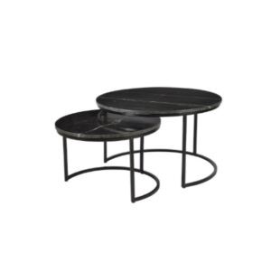Salontafel Nova | Set van 2 | Rond | Zwart marmer