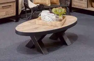 Salontafel ovaal Achterhoek met X poot