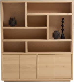 Tampere boekenkast 200 met 4 deuren en 7 open vakken, Natural Oak