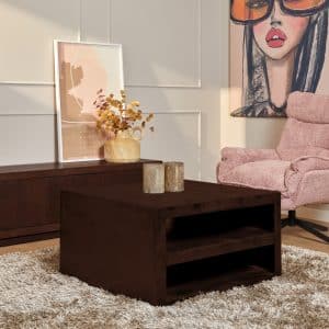 Vierkante salontafel Brussel Bruin Mangohout 80 cm