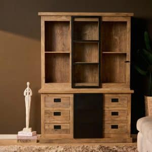 Vitrinekast Noa Naturel Mangohout 160 cm