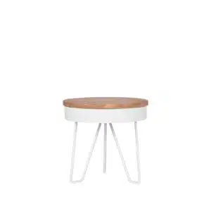 LABEL51 Bijzettafel Saran - Wit - Mangohout - 44 cm
