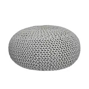 LABEL51 Poef Knitted - Lichtgrijs - Katoen - L