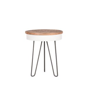 LABEL51 Bijzettafel Saria - Wit - - 44 cm - Rond