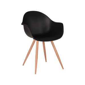 LABEL51 Eetkamerstoel Parma - Zwart - PP - Naturel Houtlook Frame