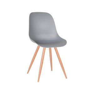 LABEL51 Eetkamerstoel Rimini - Grijs - PP - Naturel Houtlook Frame