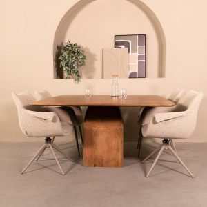 LABEL51 Eetkamertafel Ingo - Nature Smooth - Mangohout - 140 cm - Vierkant