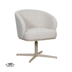 LABEL51 Eetkamerstoel Cannes - Naturel - Boucle - Taupe Metalen Frame