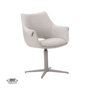 LABEL51 Eetkamerstoel Nozomi - Naturel - Boucle - Taupe Metalen Frame