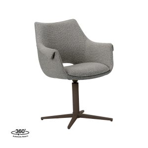 LABEL51 Eetkamerstoel Nozomi - Mushroom - Boucle - Brons Metalen Frame