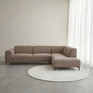 LABEL51 Hoekbank Merido - Taupe Raven | Zwart Metaal - Velvet - Hoekbank Rechts