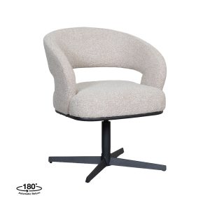 LABEL51 Eetkamerstoel Monaco - Naturel - Boucle - Zwart Metalen Frame