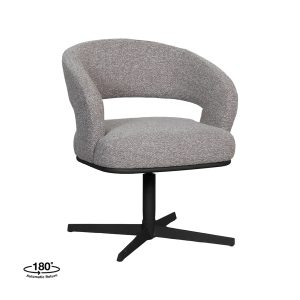 LABEL51 Eetkamerstoel Monaco - Mushroom - Boucle - Zwart Metalen Frame