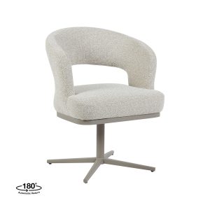 LABEL51 Eetkamerstoel Monaco - Naturel - Boucle - Taupe Metalen Frame