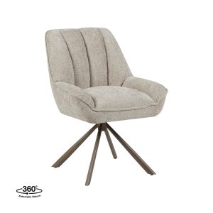 LABEL51 Eetkamerstoel Reims - Naturel - Chenille - Brons Metalen Frame