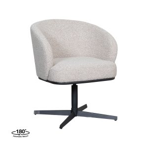 LABEL51 Eetkamerstoel Cannes - Naturel - Boucle - Zwart Metalen Frame