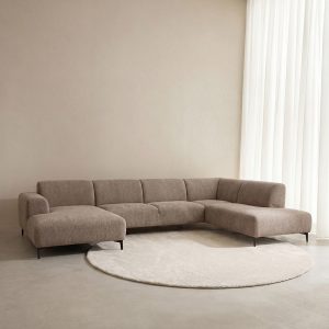 LABEL51 Bank Merido - Taupe Raven | Zwart Metaal - Velvet - U-Bank Rechts