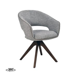 LABEL51 Eetkamerstoel Osuma - Beige - Geweven - Walnoot Houten Frame