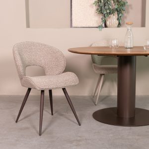 LABEL51 Eetkamerstoel Sakura - Mushroom - Boucle - Brons Metalen Frame