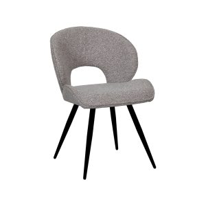 LABEL51 Eetkamerstoel Sakura - Mushroom - Boucle - Zwart Metalen Frame