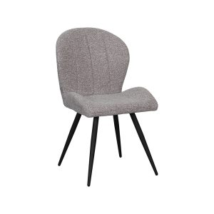 LABEL51 Eetkamerstoel Sil - Mushroom - Boucle - Zwart Metalen Frame