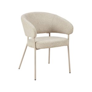 LABEL51 Eetkamerstoel Takumi - Beige - Geweven - Beige Metale Frame