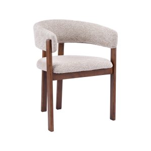 LABEL51 Eetkamerstoel Osaka - Beige - Geweven - Walnoot Houten Frame