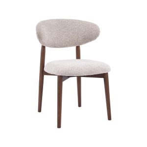 LABEL51 Eetkamerstoel Kyoto - Beige - Geweven - Walnoot Houten Frame