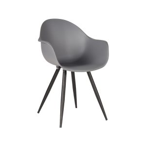 LABEL51 Eetkamerstoel Luca - Antraciet - PP - Zwart Metalen Frame