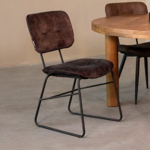 LABEL51 Eetkamerstoel Dez - Antraciet - - Zwart Metalen Frame