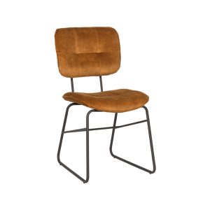 LABEL51 Eetkamerstoel Dez - Oker - Velvet - Zwart Metalen Frame