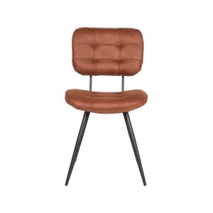 LABEL51 Eetkamerstoel Gus - Cognac - Kunstleder - Zwart Metalen Frame