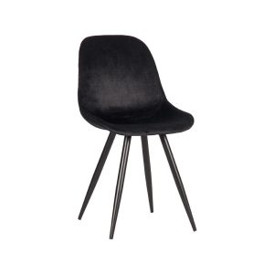LABEL51 Eetkamerstoel Capri - Zwart - Velvet - Zwart Metalen Frame