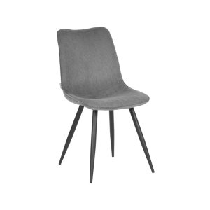 LABEL51 Eetkamerstoel Jort - Donkergrijs - Ribcord - Zwart Metalen Frame