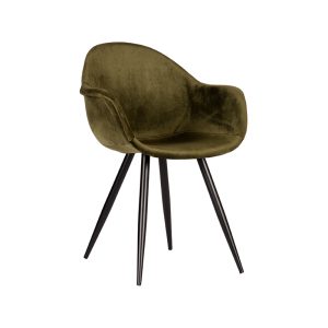 LABEL51 Eetkamerstoel Forli - Army - Velvet - Zwart Metalen Frame