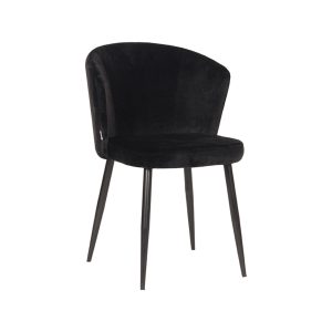 LABEL51 Eetkamerstoel Wave - Zwart - Velvet - Zwart Metalen Frame
