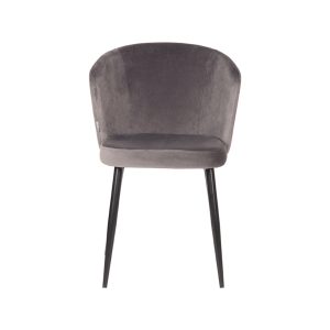 LABEL51 Eetkamerstoel Wave - Grijs - - Zwart Metalen Frame
