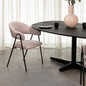 LABEL51 Eetkamerstoel Lowen - Naturel - - Zwart Metalen Frame