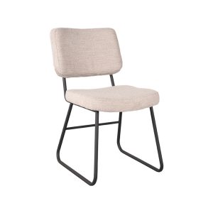 LABEL51 Eetkamerstoel Noah - Naturel - Boucle - Zwart Metalen Frame