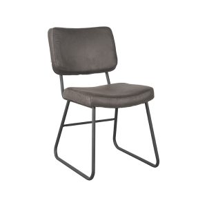 LABEL51 Eetkamerstoel Noah - Antraciet - Kunstleder - Zwart Metalen Frame