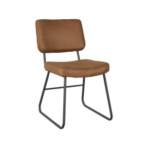 LABEL51 Eetkamerstoel Noah - Cognac - - Zwart Metalen Frame