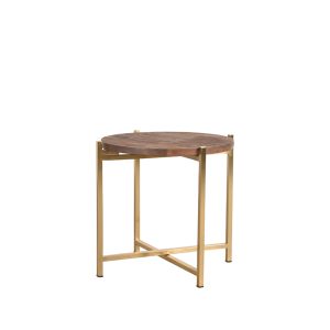 LABEL51 Bijzettafel Dox - Espresso - Mangohout - 40 cm Goud