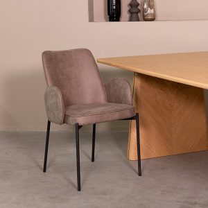 LABEL51 Eetkamerstoel Joni - Taupe - - Zwart Metalen Frame