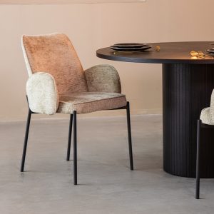 LABEL51 Eetkamerstoel Joni - Beige - - Zwart Metalen Frame