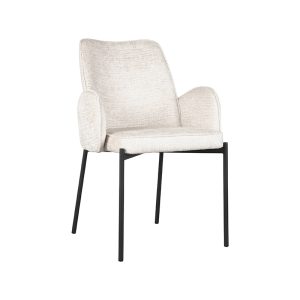 LABEL51 Eetkamerstoel Joni - Creme - Chenille - Zwart Metalen Frame